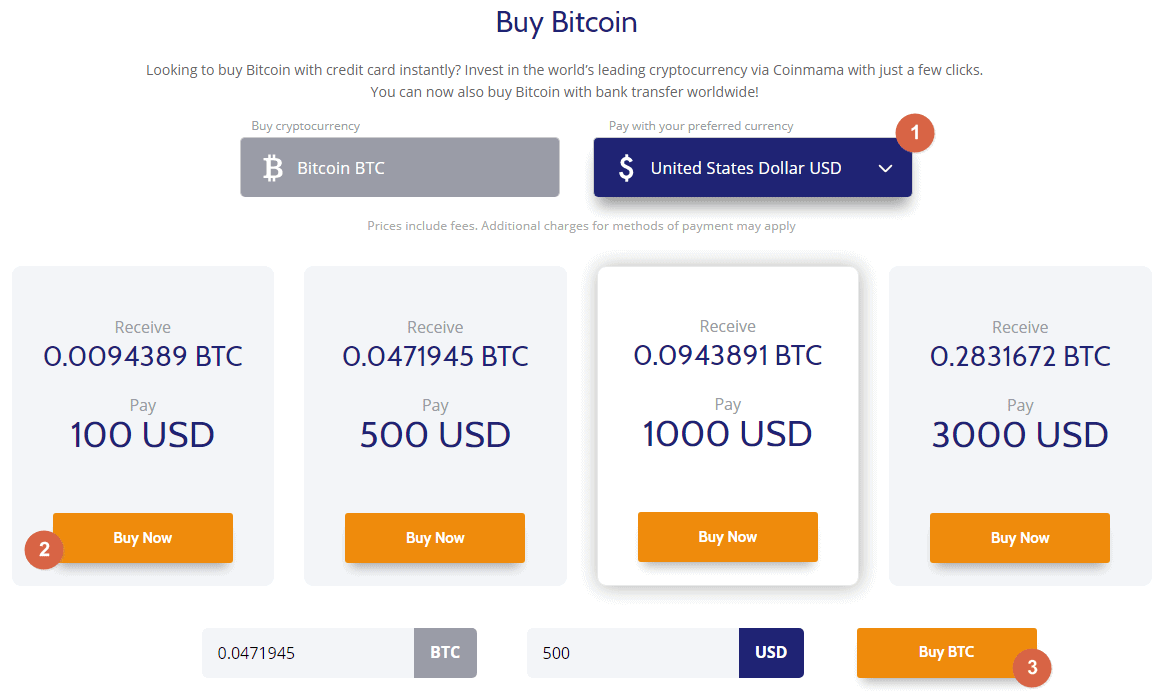 Coinmama by bitcoin con paquetes de tarjetas de crédito