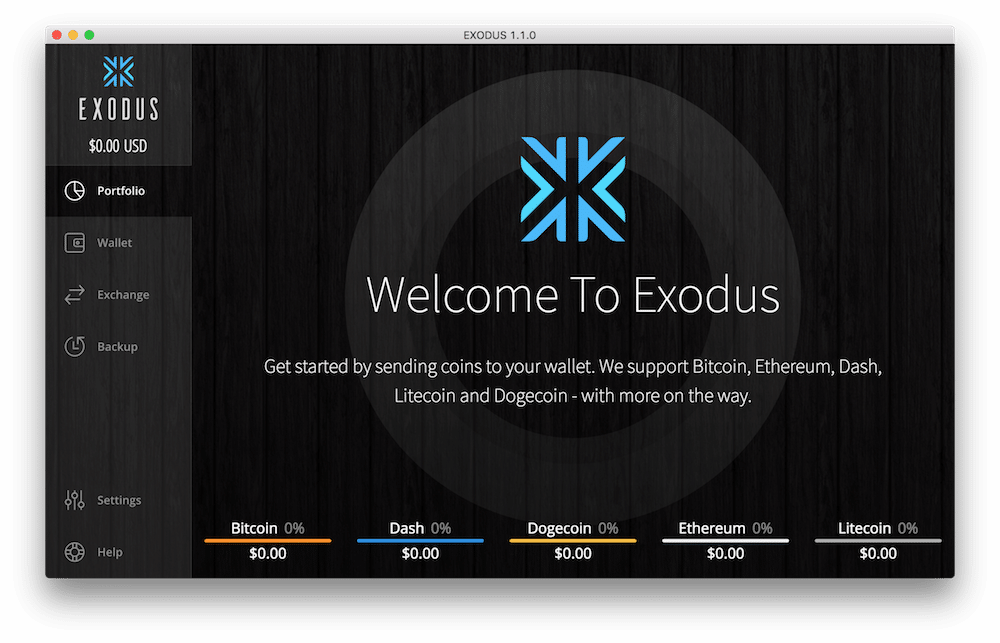 exodus desktop lommebok