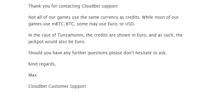 Sokongan pelanggan CloudBet