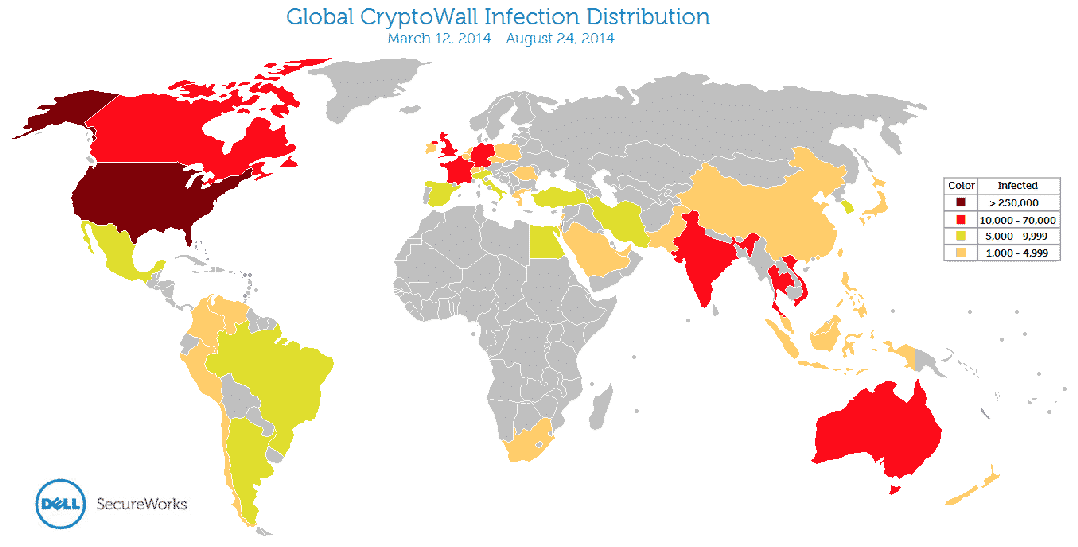 cryptowall geïnfecteerde landen