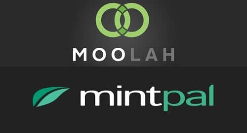 „Moolah“ ir „Mintpal“ logotipai kartu